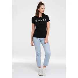 LOGOSHIRT T-Shirt "Friends - Logo", Damen, Gr. L, schwarz, 100% Baumwolle, bedruckt, lang, Rundhals, Shirts T-Shirt, mit lizenziertem Print