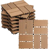 Randaco Wpc Terrassenfliesen 6 M2, 30 X 30 Cm 66 Stücke, Terrassendielen Mit 8 Latten In Holzoptik, Für Garten Balkon Bodenbelag Mit Drainage Und Klicksystem, Teak