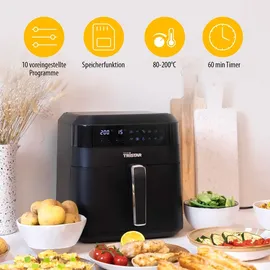 setpoint 6 Ltr. XXL Heißluftfritteuse ohne Fett & Öl, 9 Portionen Pommes, & Salzstreuer