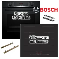 Bosch Herdset Bosch Backofen PYROLYSE TELESKOPAUSZUG + PKM Induktionskochfeld