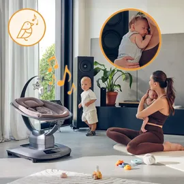 lionelo BLOSSOM Elektrische Babywippe bis zu 9 kg Babyliege Verstellbare Rückenlehne Natürliches Schaukeln 5 Geschwindigkeiten Ergonomischer Sitz Bluetooth-Fernbedienung, 5 Melodien