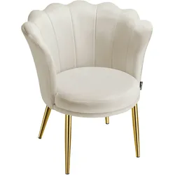 TECTAKE Sessel Stella, dicke Polsterung, 67x64x76cmSamt creme/gold