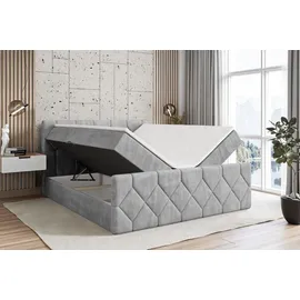 altdecor Boxspringbett mit Fußteil, H4 Matratze und Topper - 180x200 cm - CATOR-Z - Grau Monolith - Polsterbett mit Bettkasten und Lattenrost, Bet... - Hellgrau