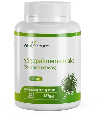 VitaSanum®- Sägepalmenextrakt 300 mg 100 Kapseln, 5% Phytosterole ohne Zusatzstoffe