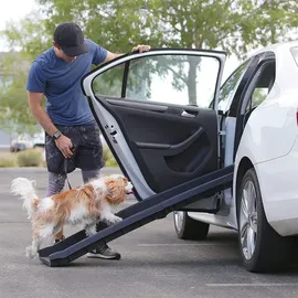 eschen Hunderampe Hunde Rampe PKW Auto KFZ Treppe klappbar 155cm Anti Rutsch Hundetreppe Tier - Schwarz