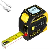 4-in-1-digitallaser-entfernungsmesser: 100-m-laser-entfernungsmesser, 5-m-maßband, Elektronische Zweiachsen-wasserwaage, Fadenkreuz, Wiederaufladbar, Hintergrundbeleuchtetes Lcd-display