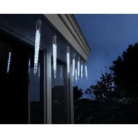 Kaemingk LED Icicle Light Schneefallfunktion L.280cm 192L transparent/kalt weiß - Weiß