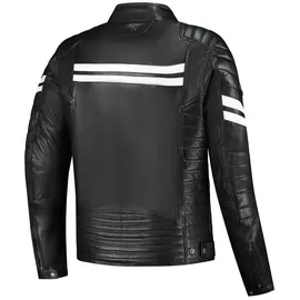 Rusty Stitches Steve Lederjacke - Schwarz/Weiß