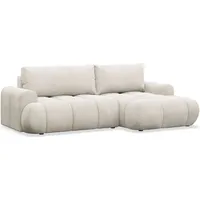 Selsey Ombo Mini - Ecksofa mit Schlaffunktion, Bettkasten und Bouclé-bezug, Creme, rechts