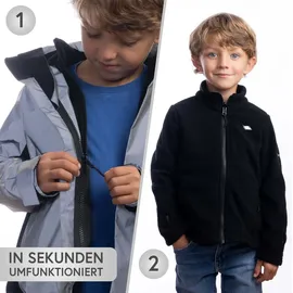 Valkental 3in1 Smart Jacket - Wasserdichte Jacke mit Fleece Zipp-In | Mädchen hellgrau 116-122