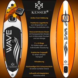 KESSER Stand Up Paddle Board Premium Surfboard Komplettes Zubehör 305 x 76 x 15 cm orange