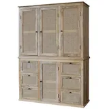 baario Kleiderschrank Kleiderschrank WIENER Geflecht Massivholz Antik Design Schnitzerei braun
