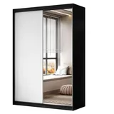 Lookway Kleiderschrank CAMARO II 150 cm mit Spiegel Schiebetürenschrank schwarz