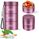 Pillendose Aluminium Wasserdicht, Tabletten Organizer Morgens Mittags Abends 1 Tag Tablettendose für Unterwegs Outdoor Reise Pillenetui für Medikamente Vitamin Fischöl, 3 Teilbaren Fächer