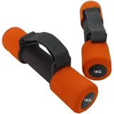 VLFit Langlebig weich Hantel Set mit verstellbaren Griffen - Verschiedene Gewicht Ausführungen (Set mit 2/ Ein Paar) (ORANGE & GRAU - 2 x 1 kg)