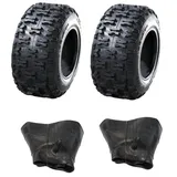 HAKUBA 2X Schlauch + Reifen 18x6.50-8 P5016 Rasenreifen Rasenmäherreifen 18x6.5-8 18 x 6.5-8 18 x 6.50-8 Reifen für Rasentraktor Aufsitzmäher Schneeräumer