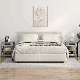 vidaXL Nachttisch mit Ladestation mit Regal Grau Sonoma Holzwerkstoff