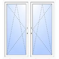 Balkontür zweiflügelig GEALAN "DANIEL" 2-fach Verglasung mit Pfosten (abschließbar) Weiß RAL 9016 beidseitig innen öffnend Seitenunabhängig