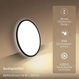 B.K.Licht LED Panel 1 24 cm rund schwarz