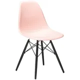 Vitra Stuhl Eames Plastic Side Chair DSW 83x46.5x55 cm zartrosé rosa, Gestell: Ahorn schwarz, Designer Charles & Ray Eames