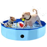 Hundeplanschbecken, 100 x 30 cm, Hundepool, Faltbarer Haustier-Schwimmbecken, Blauer Hundepolsterpool, tragbar für Hundebad, tragbare PVC-Hundebäder für große Hunde, Garten, Terrasse, Badezimmer