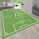 Paco Home Kinderteppich »Bino 568«, rechteckig, 4 mm Höhe, Kurzflor, Spiel-Teppich, Motiv Fußballfeld, Kinderzimmer grün