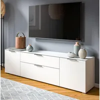 Inn.furn TV-Lowboard weiß mit Glasauflage, TV Unterteil 179 cm