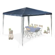 Relaxdays Pavillon, HxBxT: 2,5 x 3 x 3 m, PE, Stahl, wasserdicht, reißfest, Stecksystem, Gartenpavillon, dunkelblau/weiß