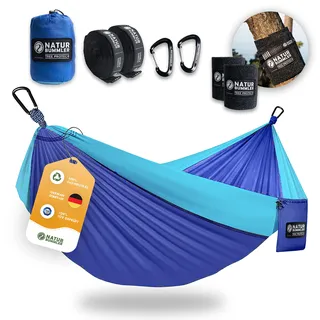 naturbummler Hängematte Outdoor 300 x 170cm mit Baumschutzmatte (blau) blau No Size