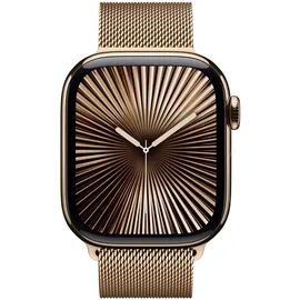 Apple Watch Series 10 GPS + Cellular 42 mm Titangehäuse gold, Milanaise Armband gold