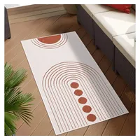 Carpet City Outdoor Teppich Wetterfest 80x150 cm - Creme-Rot