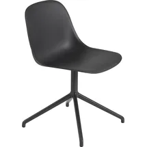 Muuto Fiber swivel Stuhl schwarz auf Aluminiumbeinen