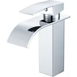 Wasserfall Wasserhahn Bad Armatur chrom, Waschtischarmatur Mischbatterie Waschbeckenarmatur Einhandmischer für Badarmatur und Waschbecken - Auralum