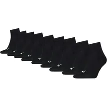 Puma Kurzsocken PUMA "PUMA UNISEX QUARTER PLAIN 9P ECOM", Damen, Gr. 39-42, schwarz (9x schwarz), Baumwollmischung, bedruckt, unifarben, elastisch, Socken, Atmungsaktiv, feuchtigkeitsregulierend, Rippenbündchen, Topseller