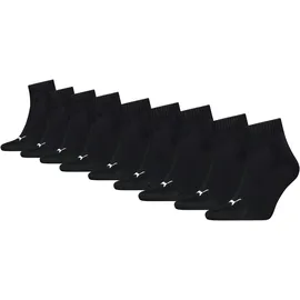 Puma Kurzsocken PUMA "PUMA UNISEX QUARTER PLAIN 9P ECOM", Damen, Gr. 39-42, schwarz (9x schwarz), Baumwollmischung, bedruckt, unifarben, elastisch, Socken, Atmungsaktiv, feuchtigkeitsregulierend, Rippenbündchen, Topseller