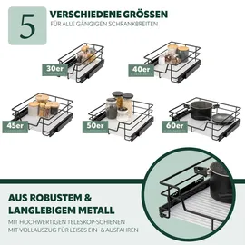 bremermann Teleskopschublade 30 cm mit Einlegeboden, Küchenschublade zum Nachrüsten, Vollauszug mit Teleskop-Schienen, ideal für Küche, Bad & Schlafzimmer, (Schwarz)