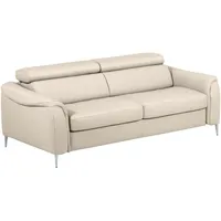 Mid.you Schlafsofa Pafos, Beige, Textil, Leder, Echtleder, Rindleder, 3-Sitzer, 203x77-98x103 cm, Made in EU, Lederauswahl, Bettfunktion erhältlich, Rücken echt, Wohnzimmer, Sofas & Couches, Sofas, Ledersofas