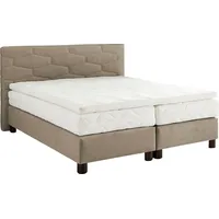 Westfalia Schlafkomfort Boxspringbett, beige (sand), B:215cm L:210cm, Bezug: 100%