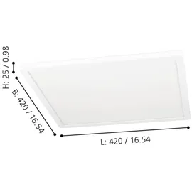 EGLO 900089 - Dimmbare LED-RGBW-Deckenleuchte Rovito-Z, L x B 42 cm, ZigBee, 16,5 W