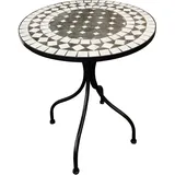 Edler Mosaiktisch Kreis-design Gartentisch Bistromöbel Bistrotisch grau 60x70cm