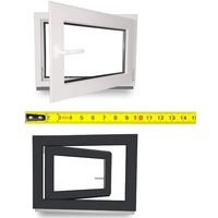 Kellerfenster nach Maß - Kunststofffenster - Fenster - Sondermaße - innen weiß/außen anthrazit - DIN Rechts - 3-fach - Verglasung - 0,4m2 - 60 mm Profil