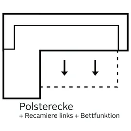 Cotta Ecksofa Driver, mit Kopfteilverstellung, wahlweise mit Bettfunktion schwarz