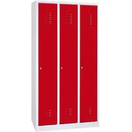 Gürkan Spind lichtgrau, feuerrot 105302, 3 Schließfächer 90,0 x 50,0 x 180,0 cm