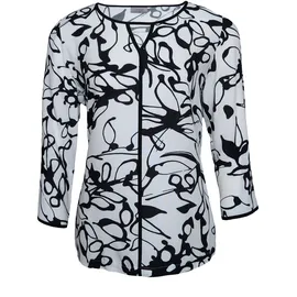 Seidel Moden Druckbluse mit grafischem Muster Weiß 46