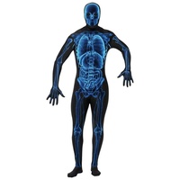 Smiffys Kostüm Zentai Röntgen Skelett Ganzkörperkostüm schwarz L