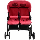 Tidyard Geschwisterwagen mit Verstellbare Dach & Ablagekorb Doppelkinderwagen Zusammenklappbar 2 In 1 Zwillinge Buggy Zwillingspuppenwagen Zwillinge Kinderwagen Buggy Kinderwagen Rot Stahl