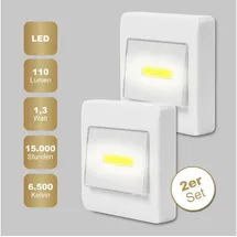 EAXUS Eaxus® 2er Set LED Unterbauleuchte - Wandlampe Batteriebetrieben - Küchenleuchte, Lichtschalter für Küche, Garage & Co. Schrankleuchte, Weiß