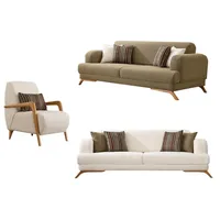 Villa Möbel Polstergarnitur Nairobi, (Set, Set besteht aus: 3 Sitzer+3 Sitzer+Sessel), Hand Made Quality, pflegeleichter Mikrofasersamtstoff blau