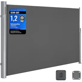 Songmics Aluminium Seitenmarkise 400 x 200 cm Grau