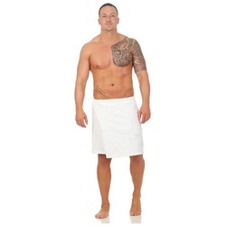 CLASS HOME COLLECTION Saunatuch Class Home Collection Herren Frottee Saunakilt, Saunatuch mit Klettverschluss und Gummizug, Sauna Sarong Knielang 50 x 136 cm, 100% Baumwolle, mit Klettverschluss weiß